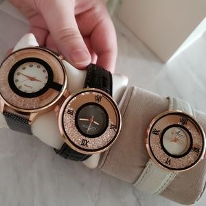 3 Watches Crystal Quartz Diamond Glitz